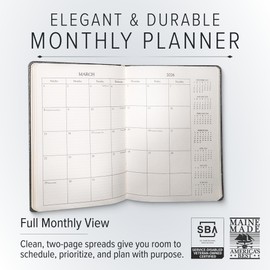 Gallery Leather Desk Monthly Planner 2026, Elegantly Bound Calendar Planner and Notebook with Stylish Gold-Gilded Page Edges, 18 Months - Acadia Cactus - 8 x 5.5 ”