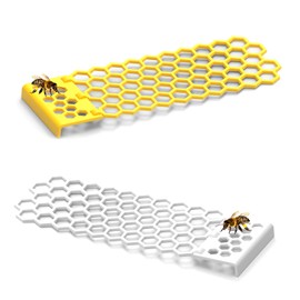 AMONENZ Pack of 2 Honeycomb Bee Ladder, Plastic Bee Station, Honeycomb Foldable Bird Bath, Floating Ladder, for Bee Houses, Gardens, Orchards (Yellow + White)