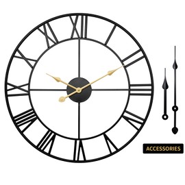 HEBOIX Large Wall Clock for Living Room,Decorative Round Modern Wall Clock,Roman Rustic Office Wall Clocks Battery Operated for Bedroom/Kitchen/Entryway/Office/Farmhouse 32Inch