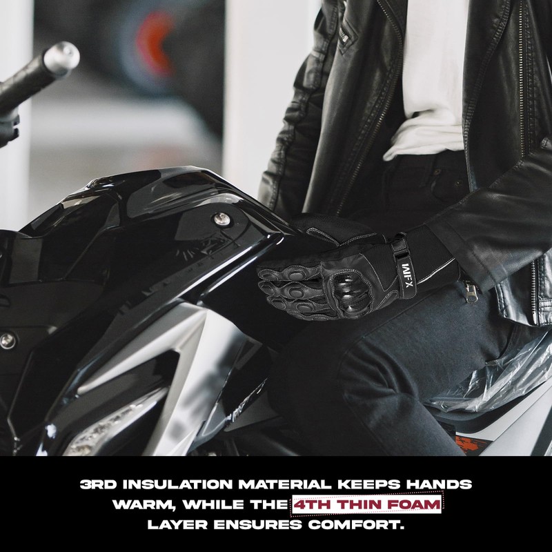 WFX Leather Motorbike Motorcycle Gloves Touchscreen Hard Knuckles Gloves Heavy
