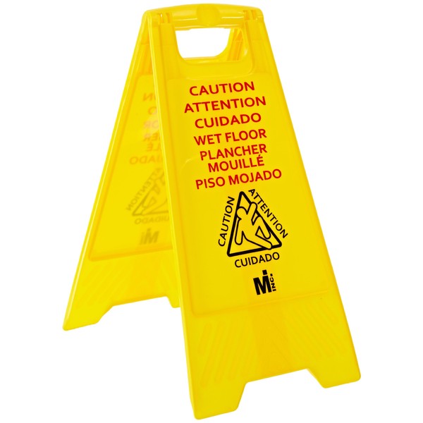 Mutual Industries 14663 Polyethylene Bilingual Industrial Floor Sign with Picto,