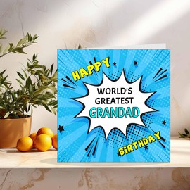 God Son Birthday Card - World's Greatest - Comic Book Pop Art Style Birthday Card for God Son