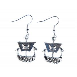 Miniblings Wikinger Schiff Ohrringe Hänger Wikinger Boot Schiff silber - Handmade Modeschmuck I Ohrhänger Ohrschmuck versilbert