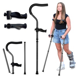 in-Motion Pro Crutches - Rigid Post Crutches for Adults - Foldable Crutches with Ergonomic Handles & Articulating Tips - Lightweight & Durable Design (Short (4'8" - 5'9"))