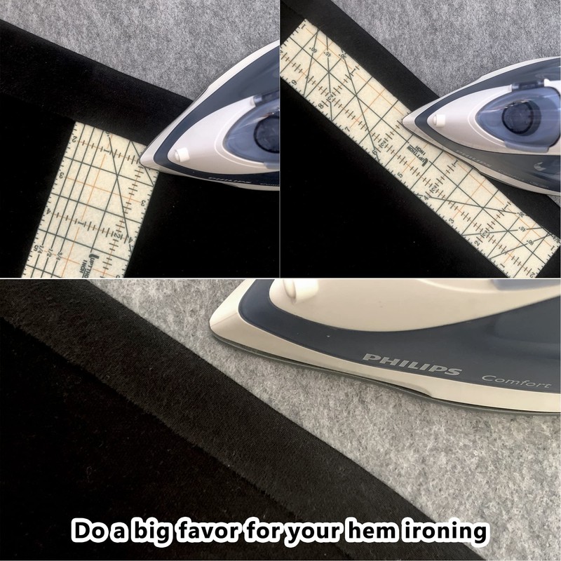 UPTTHOW Hot Hem Ruler Sewing Fabric Ironing Tool Seam Allowance