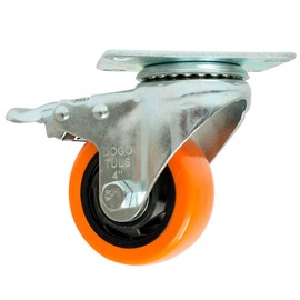 Dogotuls ZF5119 Rodaja PVC Giratoria y Freno, color Naranja, 4"