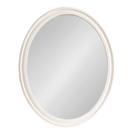 Kate and Laurel Mansell Oval Wall Mirror, 24 x 30, Rustic White, Rustic Farmhouse Wooden Mirror with Modern Oval Shape