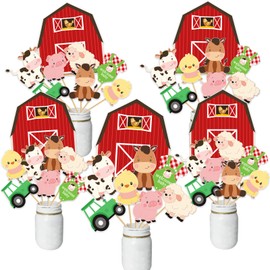 Farm Animal Baby Shower Centerpiece Sticks Red Farm Theme Table Toppers Birthday Decorations Barnyard Party Decorations for Girls Boys Baby Shower Birthday Party
