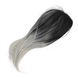 SAFIGLE Black and Grey Gradient Short Straight Wig Bangs 1 Piece Shoulder Length Synthetic Hair for Women Easy to Style for Daily Wear