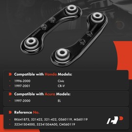 A-Premium 2 x Rear Forward Lower Control Arms, with Bushing, Compatible with Honda CR-V CRV 1997-2001, Civic 1996-2000 & Acura EL 1997-2000