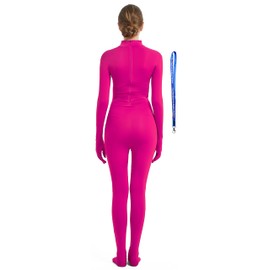 Full Bodysuit With Zipper Helper Womens Costume Without Hood Spandex Stretch Zentai Unitard Body Suit (X-Large, Hot Pink)