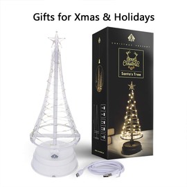 Christmas Trees,Mini Stand Shape Trees,Artificial Christmas Trees Christmas Festival Indoor Tree with Topper Star,Ornaments Light Tree for Home, Party,10inch Tree 40Warm White LEDs with Plastic Base