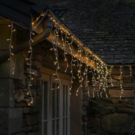 SALCAR Cascata Luci da Esterno, 5m 200 LED Tenda Luminosa Natale Luci Stringa Esterno con 8 Modalità Nataliazie Catena Luminosa Decorazione per Feste Finestra Matrimonio Blacone, Bianco Caldo