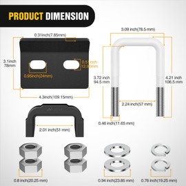 Nilight Trailer Hitch Tightener for 2 Inch Trailers Hitches Mount Anti Rattle Heavy Duty Steel with Rubber Cover White U Bolt Matte Black Plate Electrophoresis Anti-Rust Triple Protective