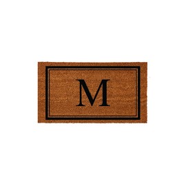 Evergreen Flag Monogram Letter M Entrance Doormat | 28 x 16 inches | Dirt Catching Natural Coir | All-Season | Non-Slip Backing | Indoor and Outdoor Home Decor