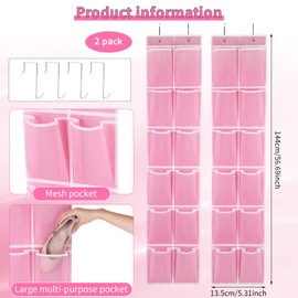 GOMAJI Over the Door Hanging Shoe Organizer, 12 Large Pockets, 2-Pack