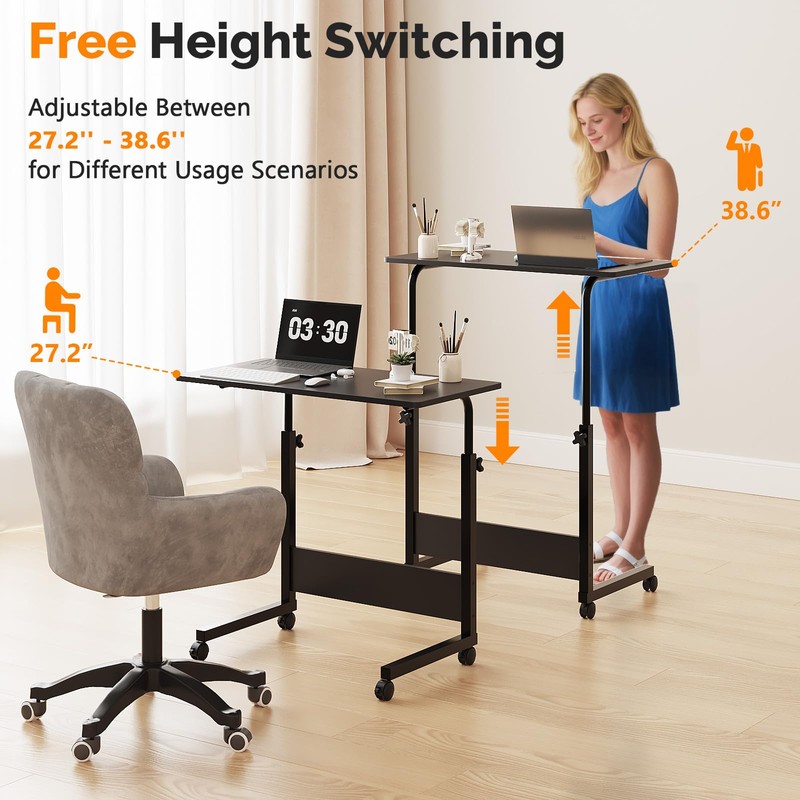 FCH Portable Computer Workstation, Standing Desk Adjustable Height, Small Computer