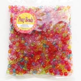 Rainbow Transparent Color Mixed Pony Beads for Friendship Bracelet Making Size 6x9mm 1000pcs