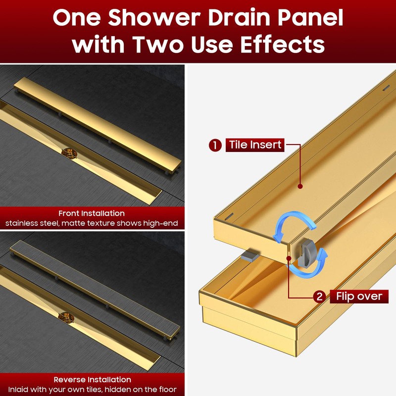DLONE Linear Shower Drain | 32" AISI 304 Stainless Steel