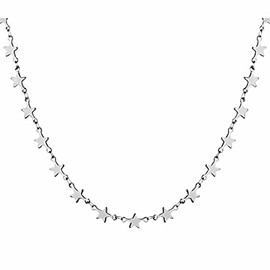 Azusa Sun Outer Star Banks Choker Necklace Y2k Layered Five-pointed Star Necklace For Women Fashion Jewelry Gift （Silver）
