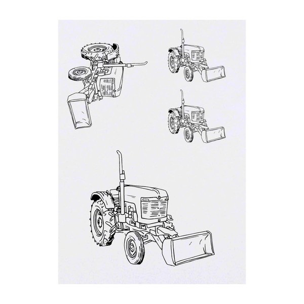 4 x 'Tractor with Digger Attachement' Temporary Tattoos - Water