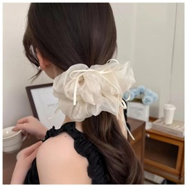 MISS MUMU Hair Elastic, Gentle on Hair, Hair Accessory, No Traces, High Elasticity, Stylish, Adult, Women, Small Face, Cute, School Entrance Ceremony, Graduation, Korean Style, 3D Ribbon, Silk Gloss