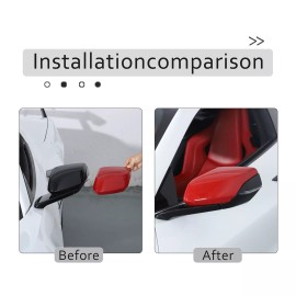 auguisy-motortrim Fit For Corvette C8 2020-up Red ABS Rear View Side Wing Mirror Cover Trim