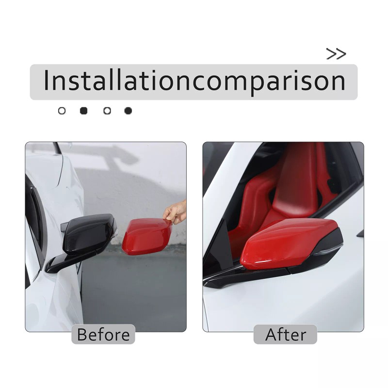 auguisy-motortrim Fit For Corvette C8 2020-up Red ABS Rear View