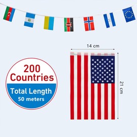 200 Countries International String Flag,World Country Flags Bunting Banner Perfect for Party Decorations, Bars, Sports Clubs, School Festivals, Celebrations - 50 meters (Multicolor)