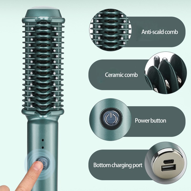 USB Hair Straightener Brush Comb Temperature Adjustable Hair Straightening Brush