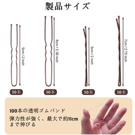 U-Shaped Clip Set, 200 U-Pins + 100 Hair Elastics, Hair Accessories, Hair Clips, Buns, Hairpins, Girls, Hair Ornaments, Storage Case Included