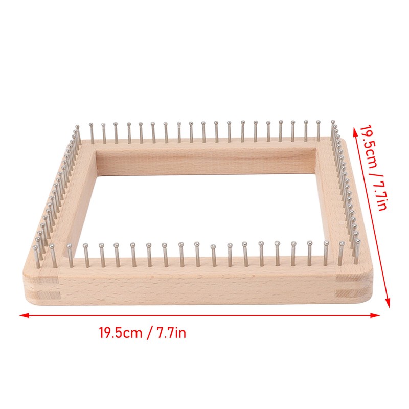 Mini Square Knitting Tool with Hooks Wooden Crochet Board for