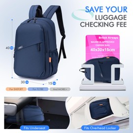 BAGZY British Airways Travel Backpack Hand Luggage 40 x 30 x 15 cm Laptop Bag 15.6 Inch Small Backpack Lightweight Cabin Bag Daypack Travel Bag for Work College, purple, Rucksack