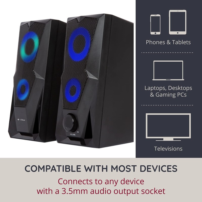 i-Star PC Speakers, PC Speakers Gaming, Compact 6W Wired Computer
