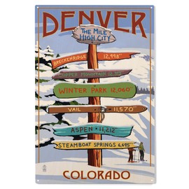 Lantern Press 10x15 Inch Wood Sign, Ready to Hang Wall Decor, Denver, Colorado, Destinations Sign