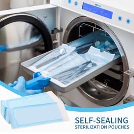 Yofuly Self-Seal Sterilization Pouches, 200 Pcs Sterile Pouches for Dry Heat Sterilization, Perfect for Dentist Tools & Nail Art Supplies, 3.54" x 10.24"