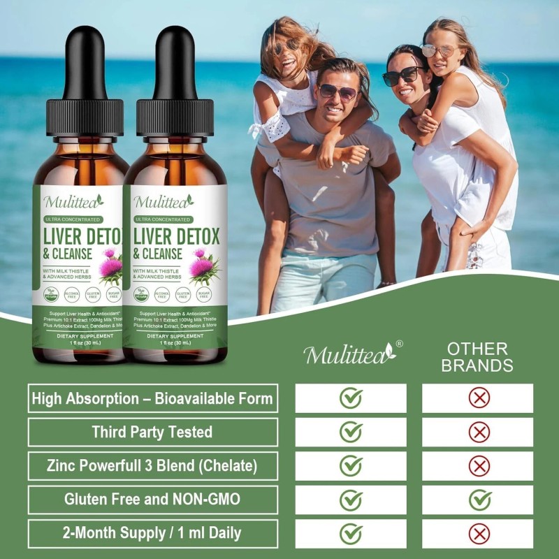 Mulittea 2x Liver Cleanse & Detox Support Supplement Liquid Drop