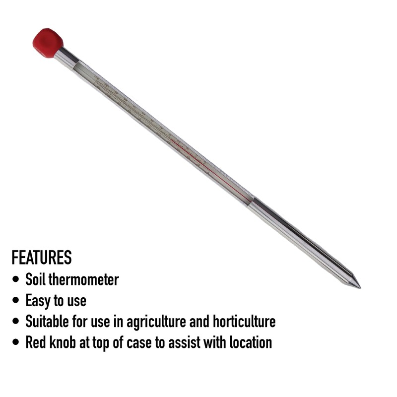 Garden Soil Thermometer 320mm Aluminium Case - Monitor Soil Temperature