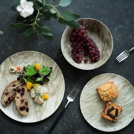 Tarhong DN22910670 Wood Grain Salad Plate, 8.7 inches (22 cm), Dessert Wood Plate, Break-Resistant, Melamine Tableware, Plastic, Dishwasher Safe, One-Plate, Stylish, Cute, Lightweight, Outdoor,