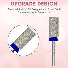 Makartt Nail Drill Bits - Large Barrel Carbide Diamond Sanding Bit for Nails Prep Shaping, Upgrade Drill Tips with Cross Teeth and Dust-Proof Ring for Manicure Salon Cuticle Remove, M #150 Grit