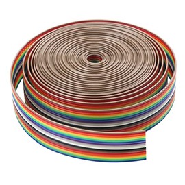 Antrader IDC 16P 1.27mm Rainbow Color Flat Ribbon Cable 16 Conductors for 2.54mm Pitch Connectors, 16 Feet/5M