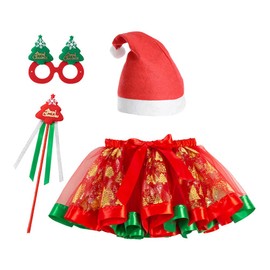 HUIROM Children's Tutu Skirt, Christmas Cosplay Costume, Santa Costume, Children, Girls, Tulle Skirt, Fluffy, Girls, Cute, Tutu Skirt, Party (A Type M (43.3 - 47.2 inches (110 - 120 cm))