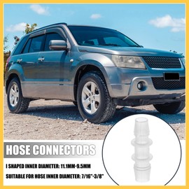 REPAIROCK 4 Pcs 7/16" to 3/8" I Shaped Hose Barb I Barbed Tube Pipe Fitting PP Translucent for Car Auto Replacement Parts
