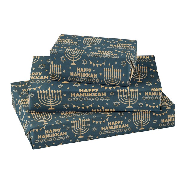 RUSPEPA Kraft Hanukkah Wrapping Paper Roll - Mini Roll -