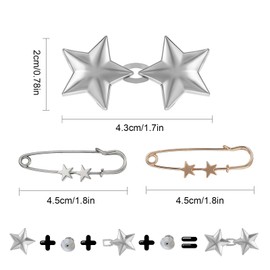 YUXIANLB 10 Set Pants Waist Tightener Adjustable Star Buttons for Loose Jeans Removable Waist Cincher Clip Waist Tightener for Pants, No Sewing Button Pins for Jeans, Pants and Clothing Dresses