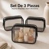 Cosmetiqueras Transparentes 3 Piezas de PVC, Bordes Negros, 18 x