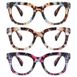 ZXYOO - Gafas de lectura de gran tamaño para mujer, paquete de 3 unidades de bloqueo de luz azul, 3mix-d, 50-20-142