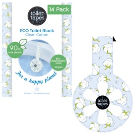 Toilet Tapes Box Set - With 160+ Flushes & Up to 90% Less Plastic Alternative to Toilet Block - Inconspicuous Hanging Toilet Fragrance Flusher - 14 Pieces Toilet Fragrance, Clean Cotton