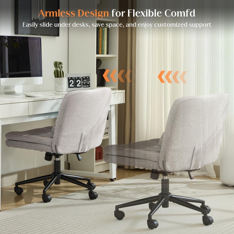 Criss Cross Chair with Wheels, Comfy Armless Cross Legged Office