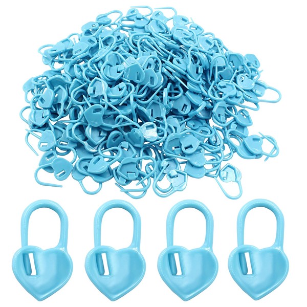 Litoexpe 200 Pcs Knitting Marker Blue, Heart Design Needle Clip